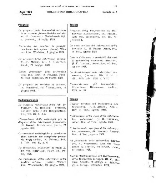 Tubercolosi giornale di studi e di lotta antitubercolare