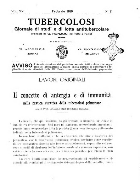 Tubercolosi giornale di studi e di lotta antitubercolare