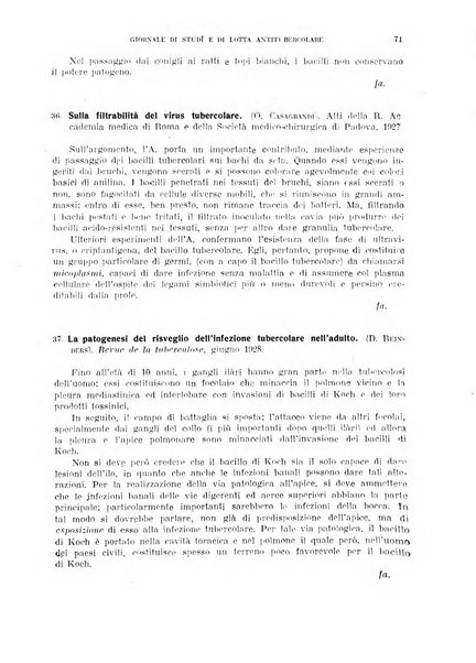 Tubercolosi giornale di studi e di lotta antitubercolare