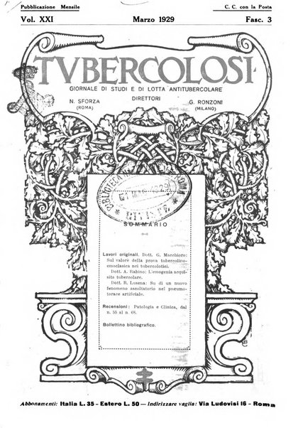 Tubercolosi giornale di studi e di lotta antitubercolare