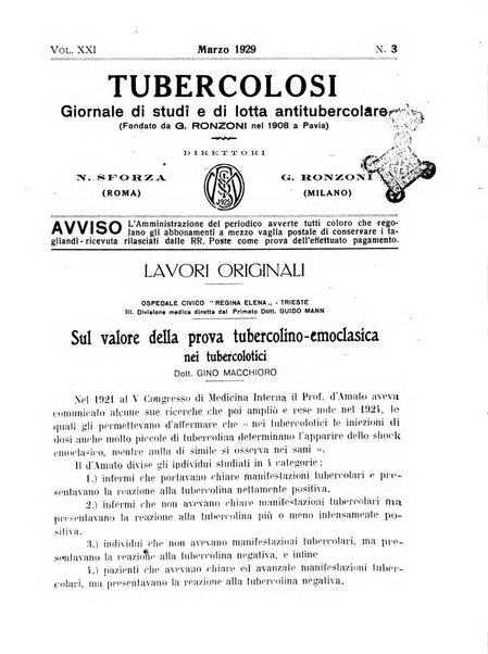 Tubercolosi giornale di studi e di lotta antitubercolare