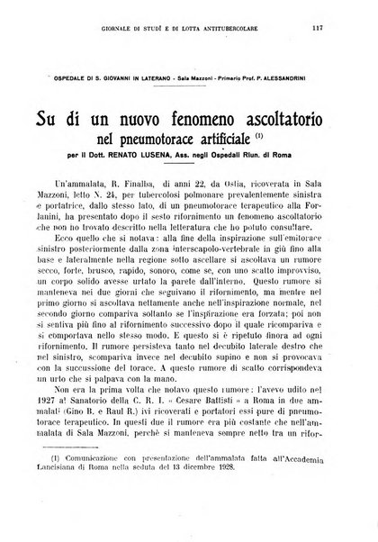 Tubercolosi giornale di studi e di lotta antitubercolare