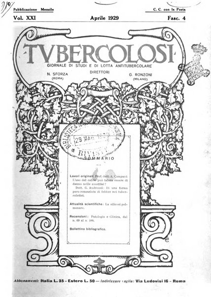 Tubercolosi giornale di studi e di lotta antitubercolare