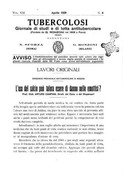 Tubercolosi giornale di studi e di lotta antitubercolare