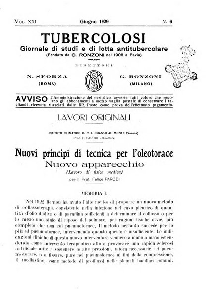 Tubercolosi giornale di studi e di lotta antitubercolare