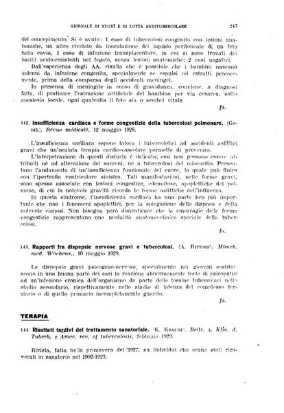 Tubercolosi giornale di studi e di lotta antitubercolare