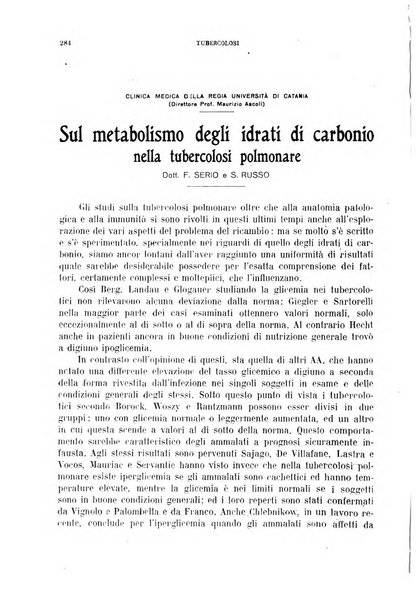 Tubercolosi giornale di studi e di lotta antitubercolare