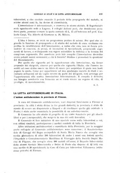 Tubercolosi giornale di studi e di lotta antitubercolare