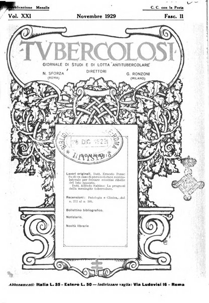 Tubercolosi giornale di studi e di lotta antitubercolare