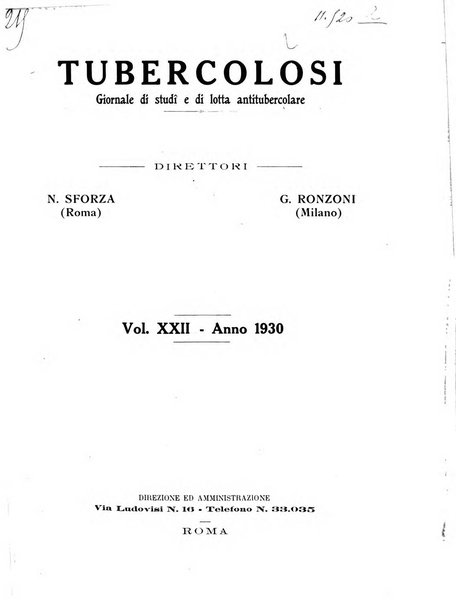 Tubercolosi giornale di studi e di lotta antitubercolare