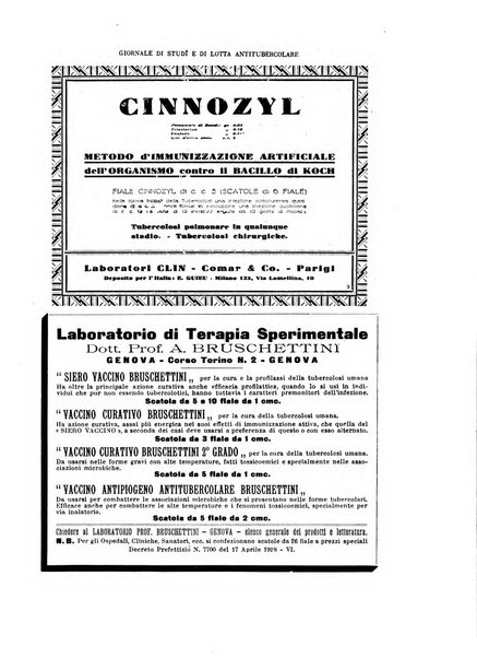 Tubercolosi giornale di studi e di lotta antitubercolare