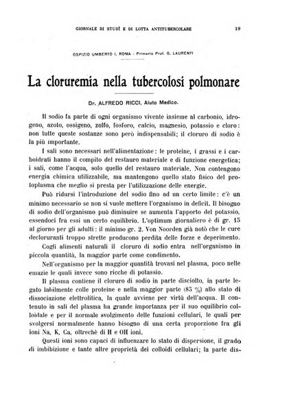 Tubercolosi giornale di studi e di lotta antitubercolare