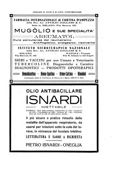 Tubercolosi giornale di studi e di lotta antitubercolare