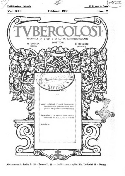 Tubercolosi giornale di studi e di lotta antitubercolare