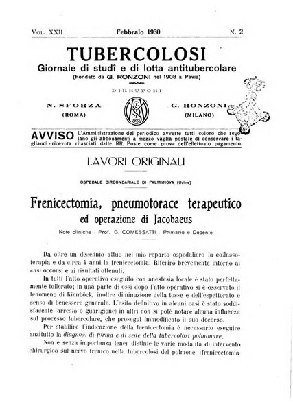 Tubercolosi giornale di studi e di lotta antitubercolare