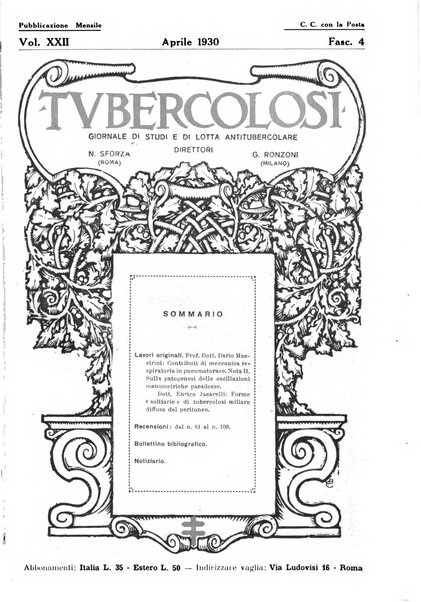 Tubercolosi giornale di studi e di lotta antitubercolare