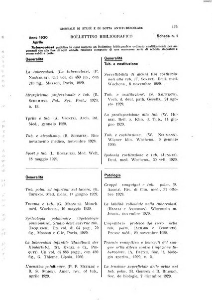 Tubercolosi giornale di studi e di lotta antitubercolare