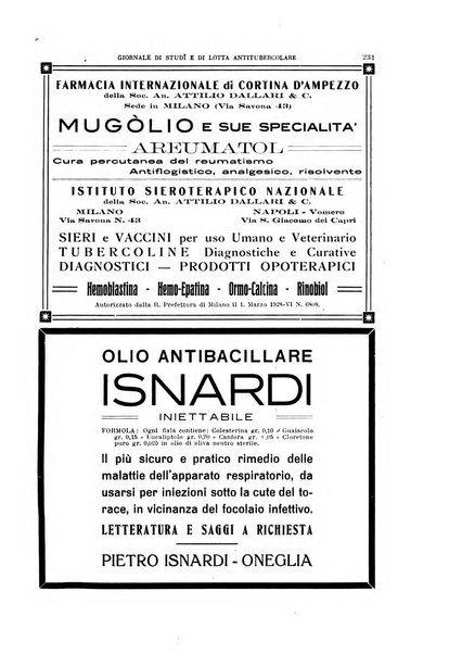 Tubercolosi giornale di studi e di lotta antitubercolare