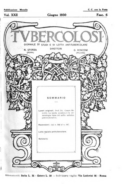 Tubercolosi giornale di studi e di lotta antitubercolare