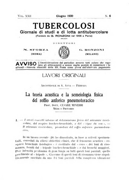 Tubercolosi giornale di studi e di lotta antitubercolare