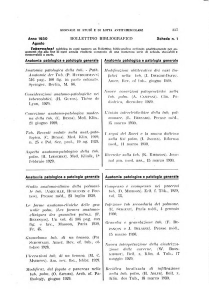 Tubercolosi giornale di studi e di lotta antitubercolare