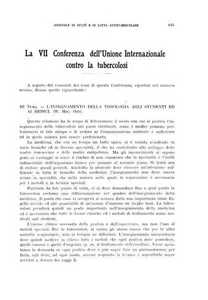 Tubercolosi giornale di studi e di lotta antitubercolare