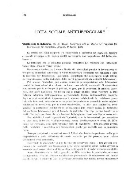 Tubercolosi giornale di studi e di lotta antitubercolare