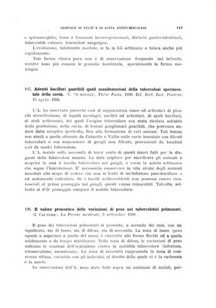 Tubercolosi giornale di studi e di lotta antitubercolare