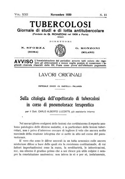 Tubercolosi giornale di studi e di lotta antitubercolare