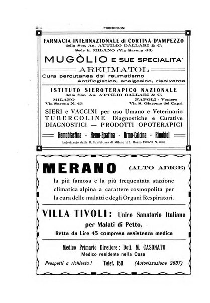 Tubercolosi giornale di studi e di lotta antitubercolare