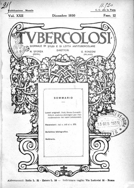 Tubercolosi giornale di studi e di lotta antitubercolare