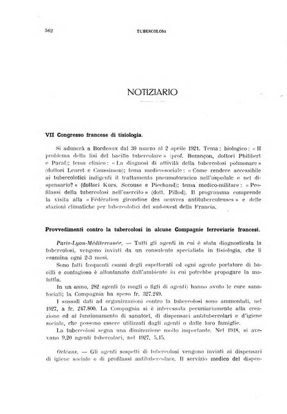 Tubercolosi giornale di studi e di lotta antitubercolare