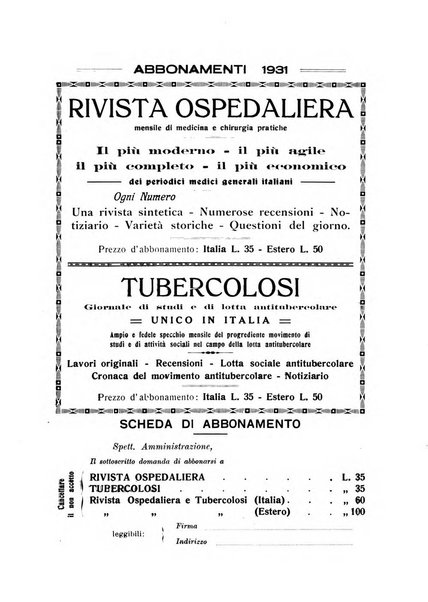 Tubercolosi giornale di studi e di lotta antitubercolare