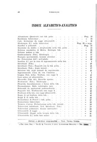 Tubercolosi giornale di studi e di lotta antitubercolare