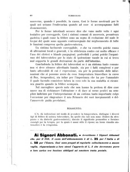 Tubercolosi giornale di studi e di lotta antitubercolare