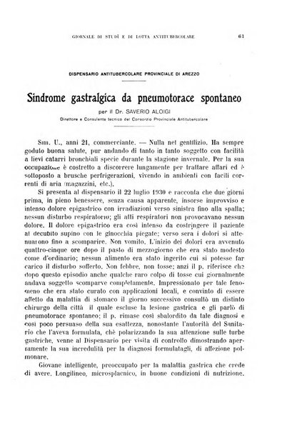 Tubercolosi giornale di studi e di lotta antitubercolare