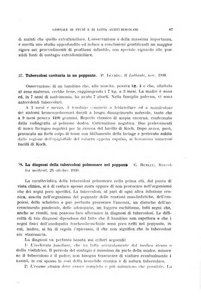 Tubercolosi giornale di studi e di lotta antitubercolare