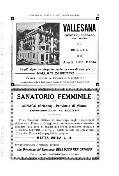 Tubercolosi giornale di studi e di lotta antitubercolare