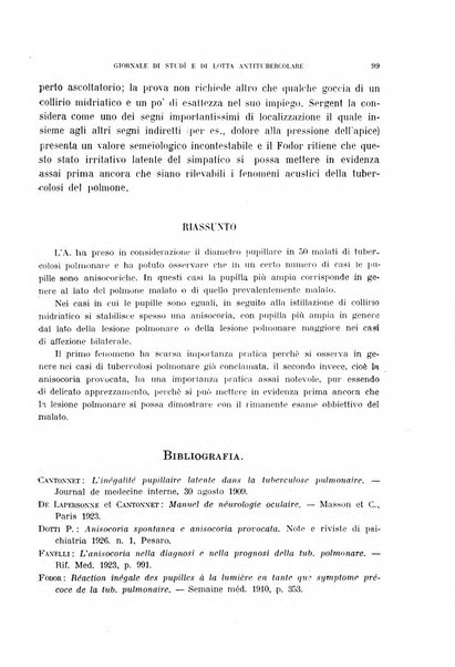 Tubercolosi giornale di studi e di lotta antitubercolare