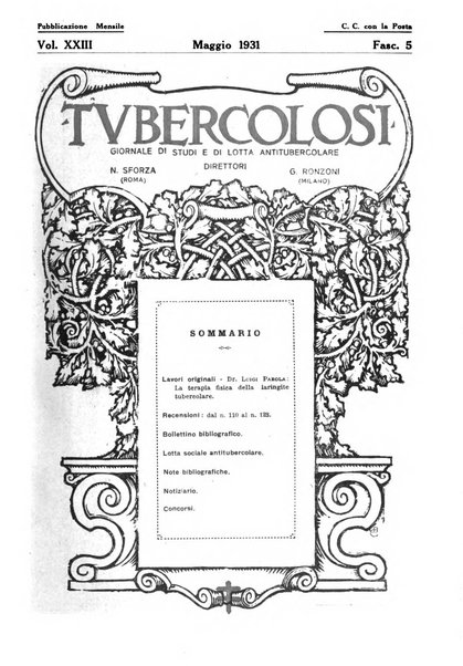 Tubercolosi giornale di studi e di lotta antitubercolare