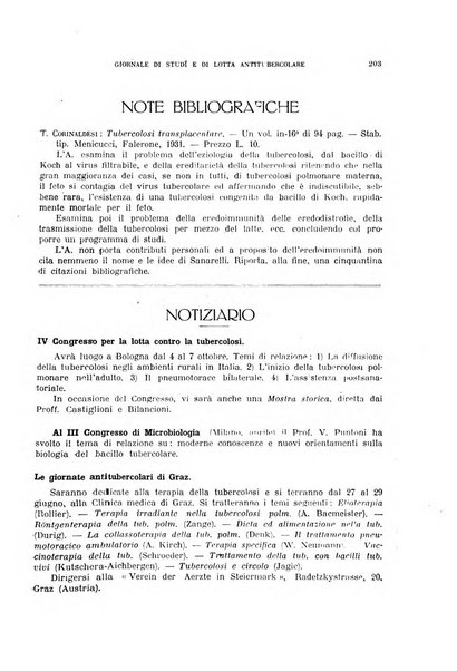 Tubercolosi giornale di studi e di lotta antitubercolare