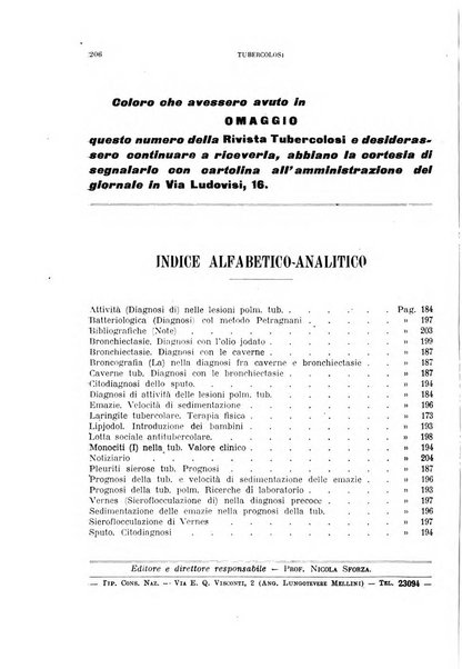 Tubercolosi giornale di studi e di lotta antitubercolare