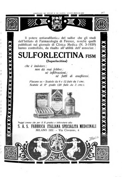 Tubercolosi giornale di studi e di lotta antitubercolare