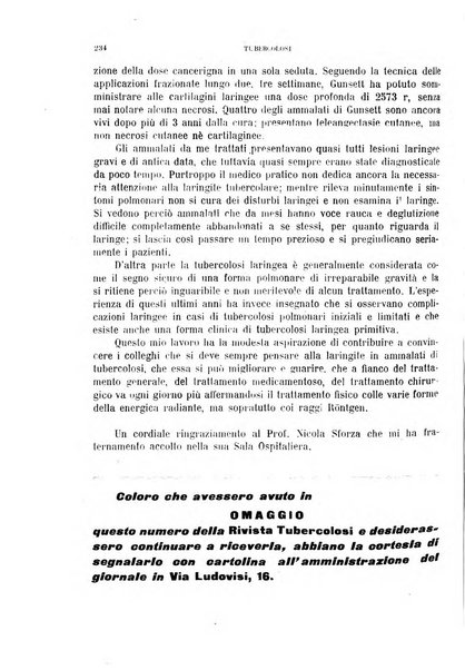 Tubercolosi giornale di studi e di lotta antitubercolare