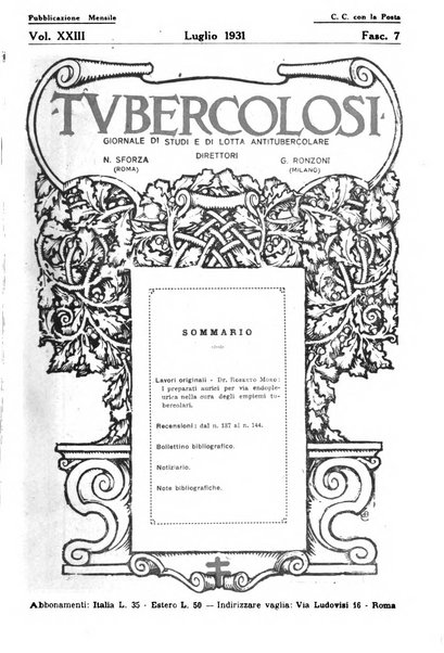 Tubercolosi giornale di studi e di lotta antitubercolare