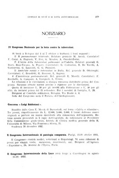 Tubercolosi giornale di studi e di lotta antitubercolare