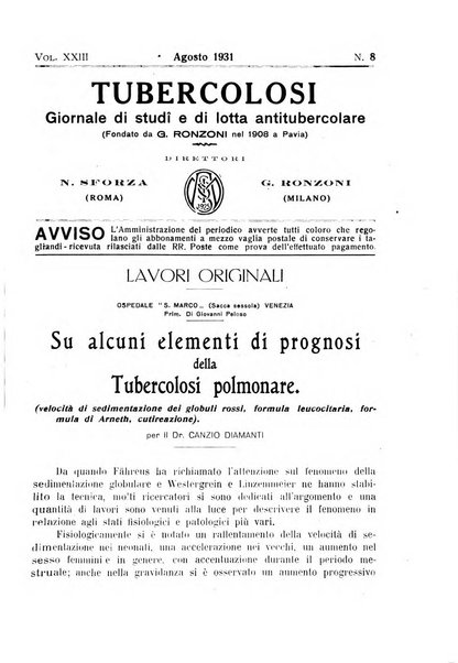 Tubercolosi giornale di studi e di lotta antitubercolare