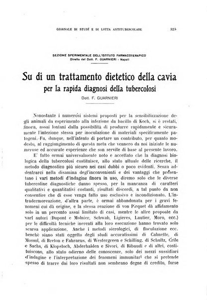 Tubercolosi giornale di studi e di lotta antitubercolare