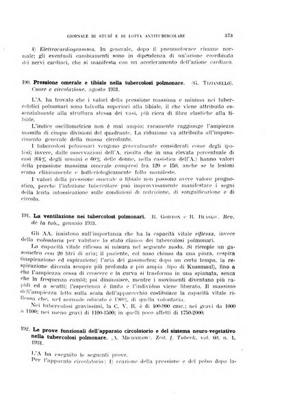 Tubercolosi giornale di studi e di lotta antitubercolare