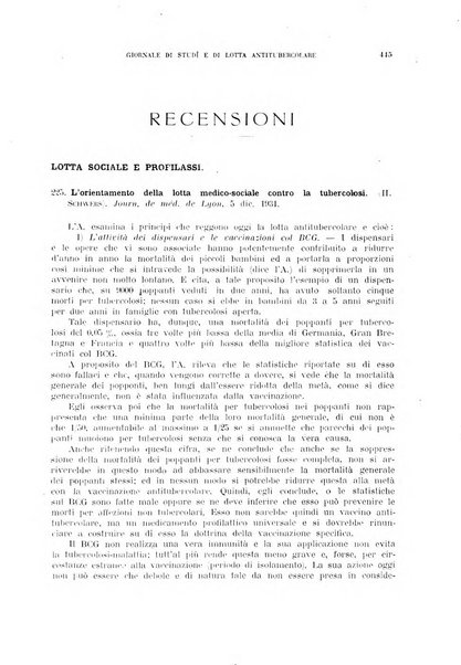 Tubercolosi giornale di studi e di lotta antitubercolare